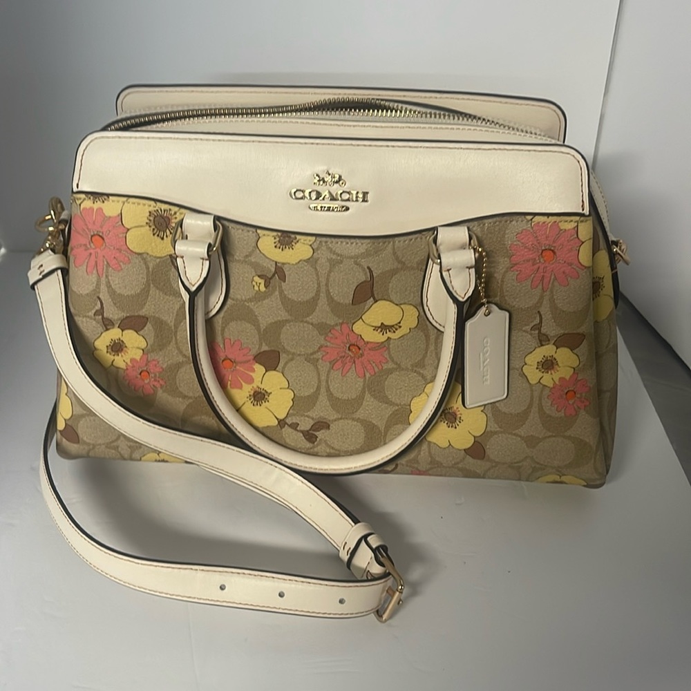 Coach Darcie Carryall In Signature Canvas With Floral Cluster Print